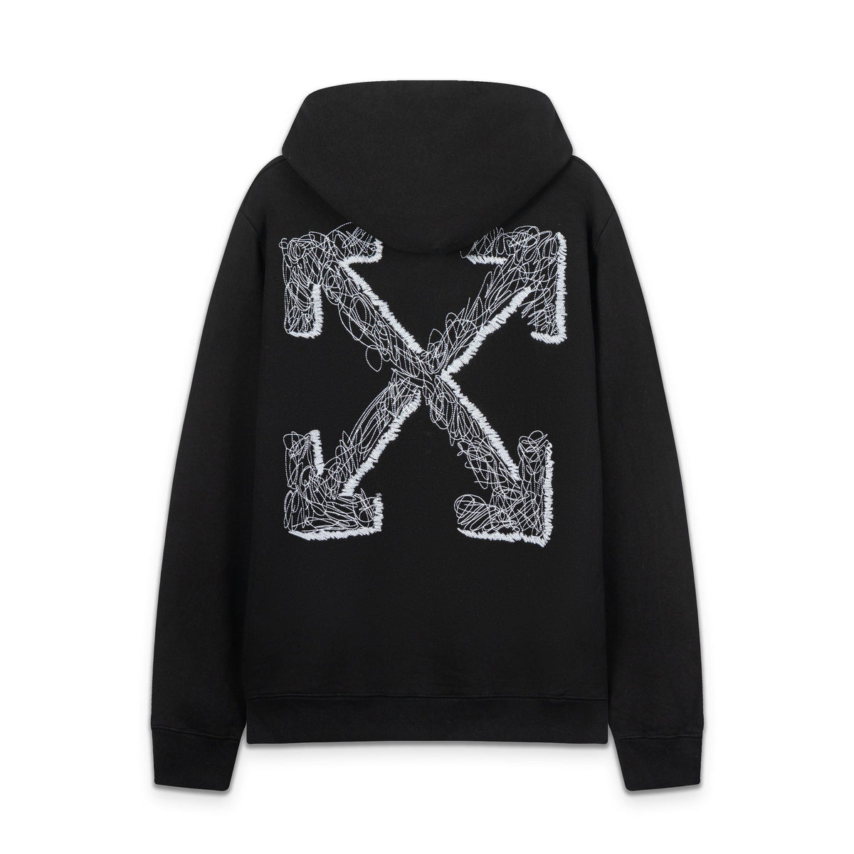 OW embroidered line arrow pattern pullover hooded sweater