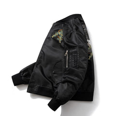 Mens Vintage Jackets Auspicious Dragon Embroidered Jacket Air Force Flight Suit Wave Baseball Suit