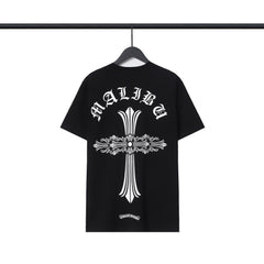 CHH  Heart T Shirts Croix Cross Leather Printed Short Sleeve T-Shirt