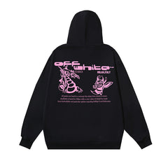 OW Fire Dragon Bee Graphic Print Hooded Sweatshirt