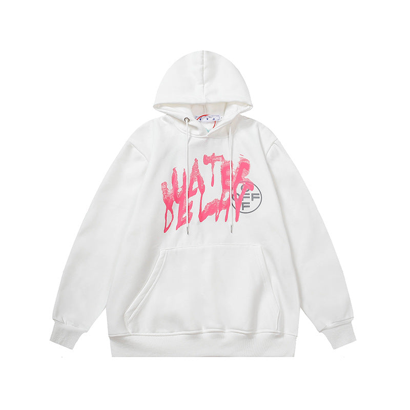 Off White hoodie Graffiti Alphabet Arrow Pattern Fleece Hood