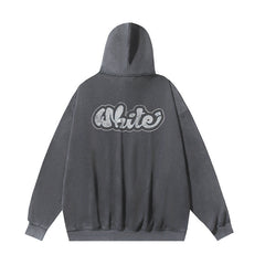 OW creative letter pattern washing water old hooded sweater