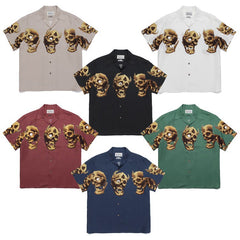 GUILTYPARTIES TIGER Shirts 21AW 56 TATTOO Tattoo, Skull Hawaiian Short Sleeve Shirt Men