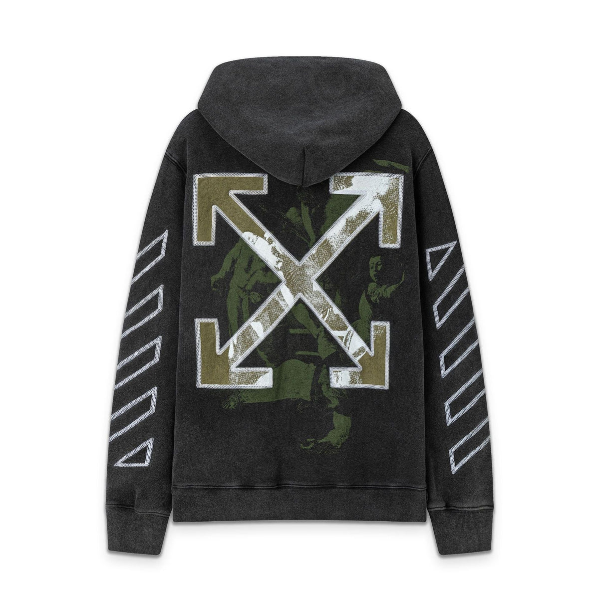 OW oil painting portrait pattern pullover hooded sweater
