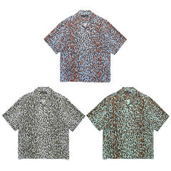 GUILTYPARTIES TIGER Shirts Leopard Rayon Hawaiian Short Sleeve Shirt Beach Shirt Men