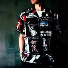 GUILTYPARTIES TIGER Shirts poster pattern, Cuban collar Hawaiian casual short-sleeved shirt for men and women
