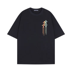 CHH  Heart T Shirts Cross Color Printed Short Sleeve T-Shirt Loose