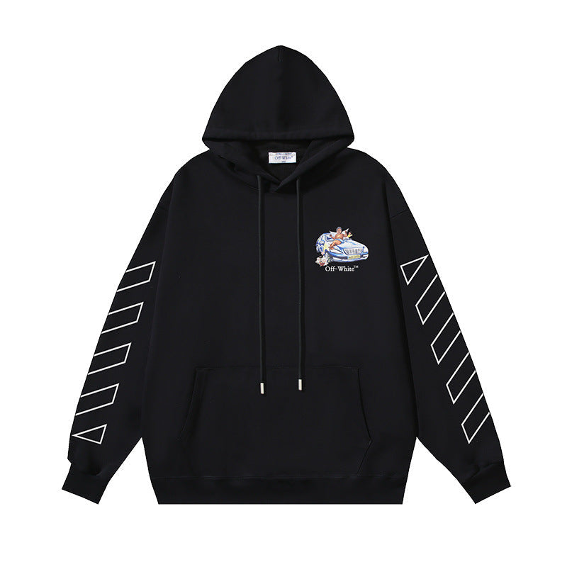 OW Angel Roadster Arrow Print Pullover Hooded Sweater