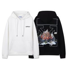 Autumn and winter mountains audio arrow pattern pullover hooded sweater