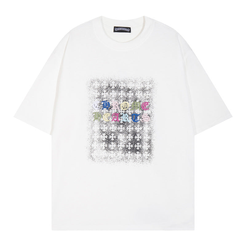 CHH Heart T Shirts Cross Color Printed Short Sleeve T-Shirt Couple