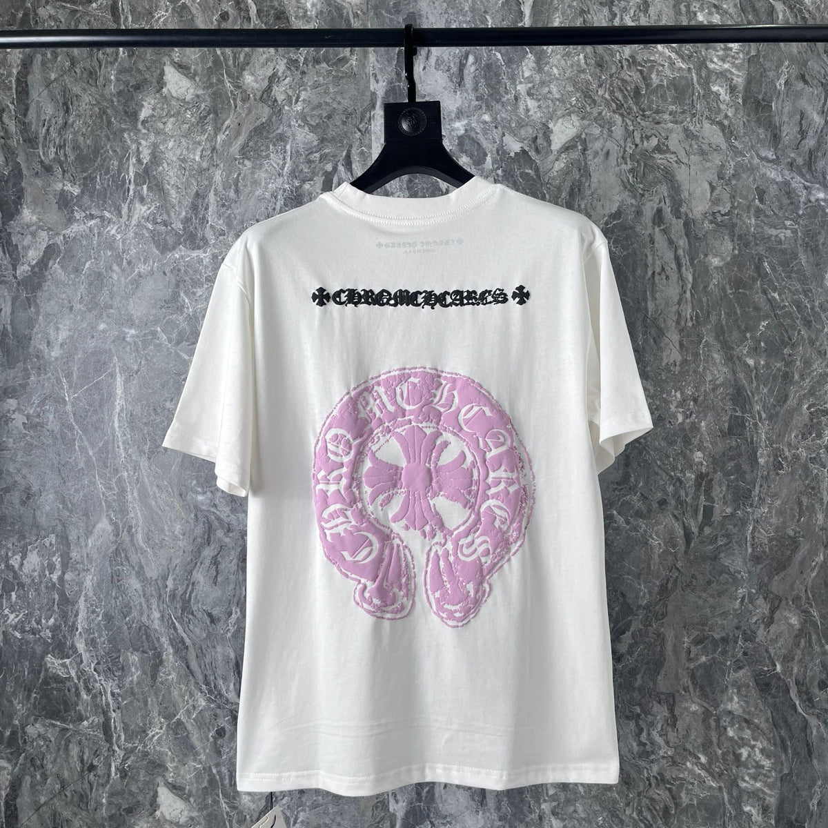 CHH Heart T Shirts Chrome Hearts Pink Sanskrit Short Sleeve T-Shirt