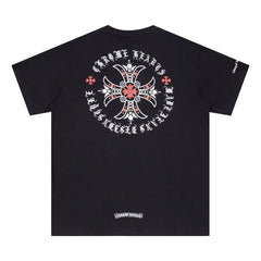 CHH Heart T Shirts Red Cross Sanskrit Letter Short Sleeve T-Shirt