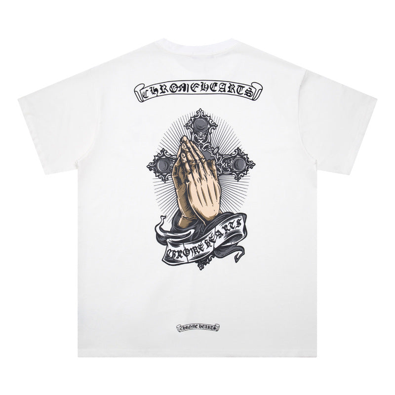 CHH Heart T Shirts T-Shirt Loose Cross Print