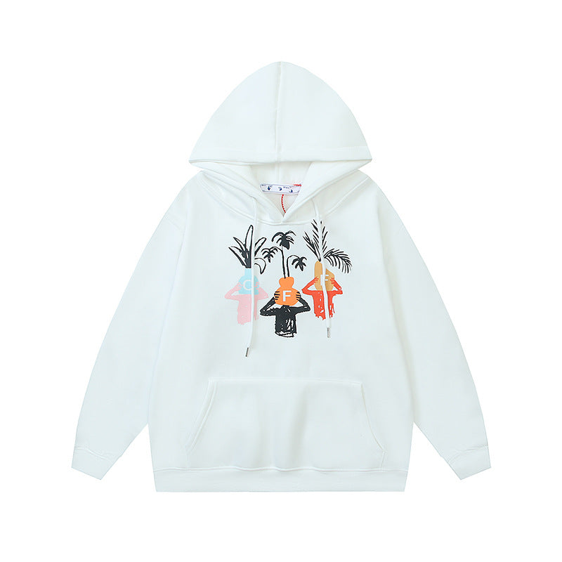 OW cartoon vase arrow pattern hooded sweater