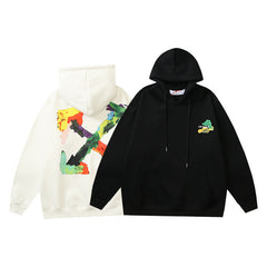 Off White hoodie autumn and winter colored arrow velvet