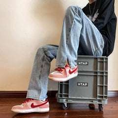 Men Jeans Wide-Leg Straight Pants Summer