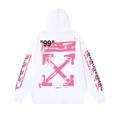 OW 99 Digital Pink Arrow Graffiti Printed Hooded Sweater
