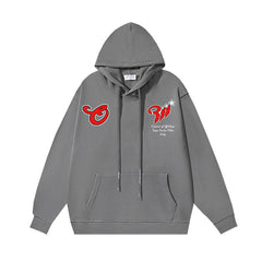 OW cartoon letter pattern print hooded sweater
