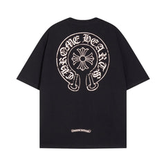 CHH  Heart T Shirts Horseshoe Cross Print Short Sleeve T-Shirt