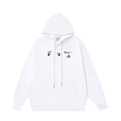 OW Melted Arrow Pattern Pullover Hooded Sweater