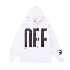 Autumn and winter OW big LOGO oblique stripe print pullover hooded sweater