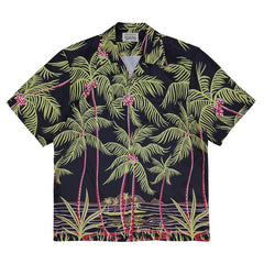 GUILTYPARTIES TIGER Shirts 19ss Coconut Tree, Palm Tree Man Silk Casual Hawaiian Short Sleeve Shirt