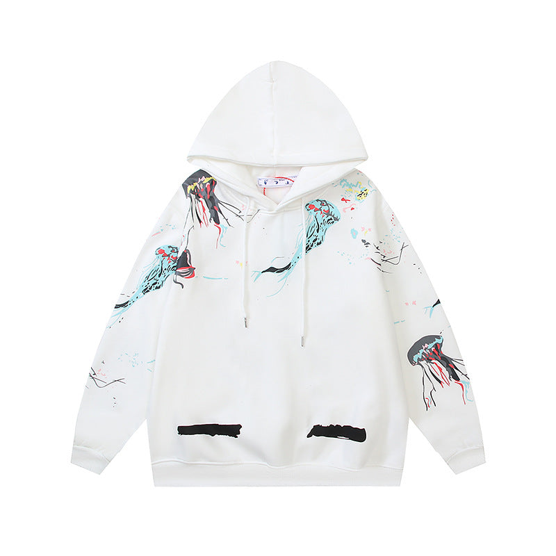 OW Ocean Jellyfish Arrow Pattern Hooded Sweater
