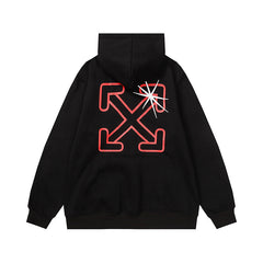 Off White hoodie with a shining star arrow pattern fleece hoodie