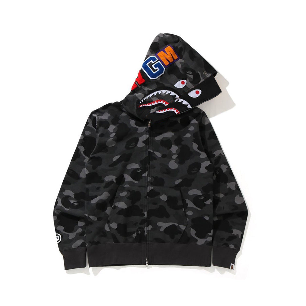 Bathing Ape Bape Hoodie Shark Head Double Hat Sweater