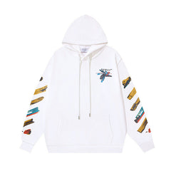 OW graffiti paint print pattern pullover hooded sweater