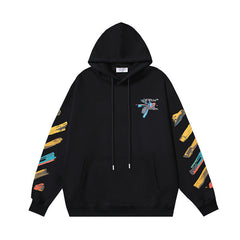 OW graffiti paint print pattern pullover hooded sweater