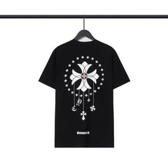 CHH  Heart T Shirts Cross Casual Loose Cotton Crew Neck T-Shirt