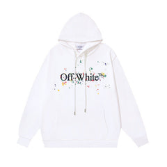 OW splash ink splash paint letter pattern pullover hooded sweater