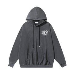 OW creative letter pattern washing water old hooded sweater
