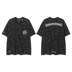 CHH  Heart T Shirts Sanskrit logo embroidery fashion versatile loose T-shirt