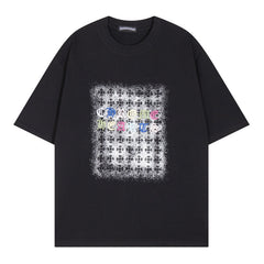 CHH Heart T Shirts Cross Color Printed Short Sleeve T-Shirt Couple