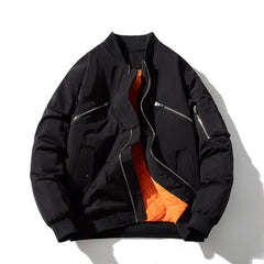 Mens Vintage Jackets Baseball Suit Solid Color Padded Jacket Flight Suit