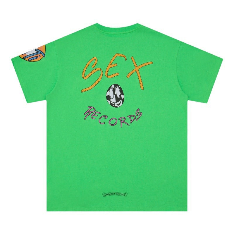 CHH Heart T Shirts Croix Sex Records Graffiti Short Sleeve