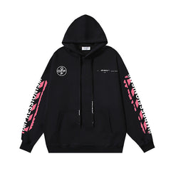 OW 99 Digital Pink Arrow Graffiti Printed Hooded Sweater