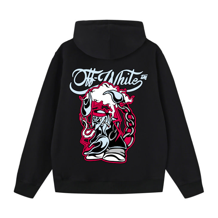 Off White hoodie cartoon scorpion alphabet pattern pullover hooded