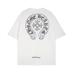 CHH  Heart T Shirts Horseshoe Cross Print Short Sleeve T-Shirt