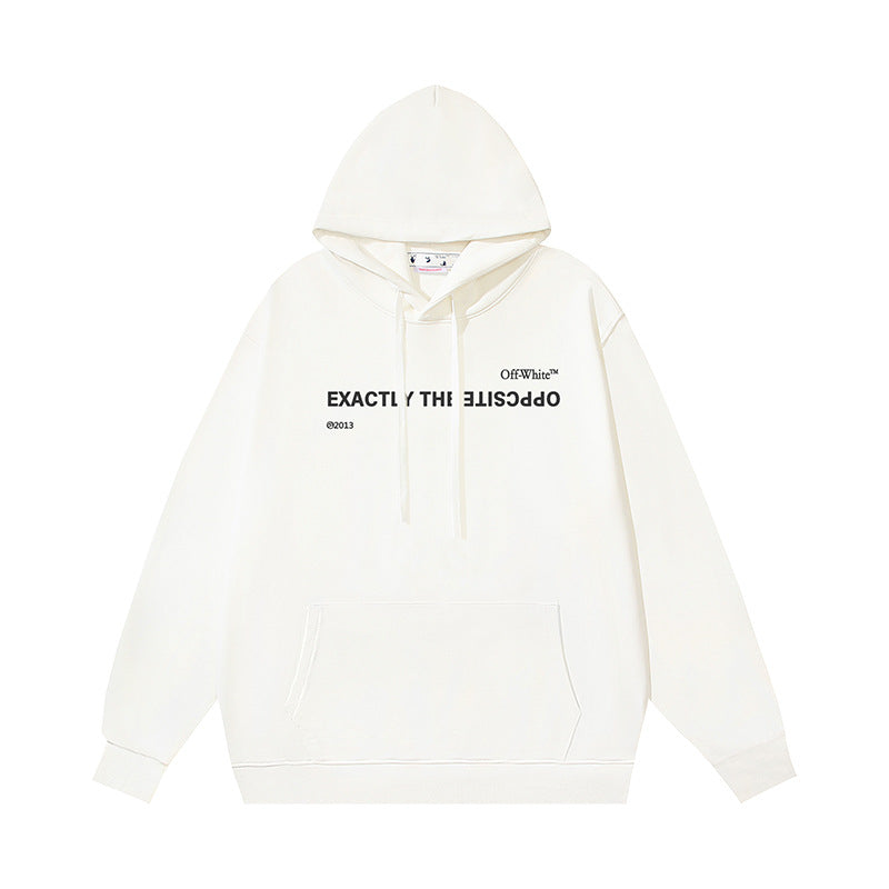 OW simple letter pattern hooded sweater