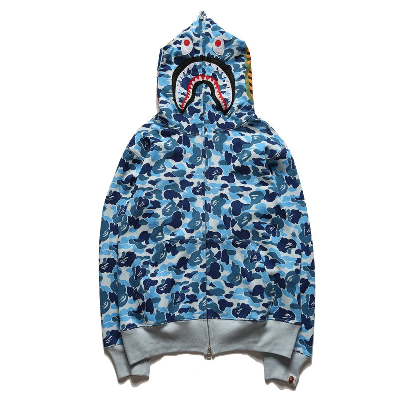 Bathing Ape Bape Hoodie Camouflage Alphabet Embroidery Shark Hooded
