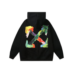 Off White hoodie autumn and winter colored arrow velvet