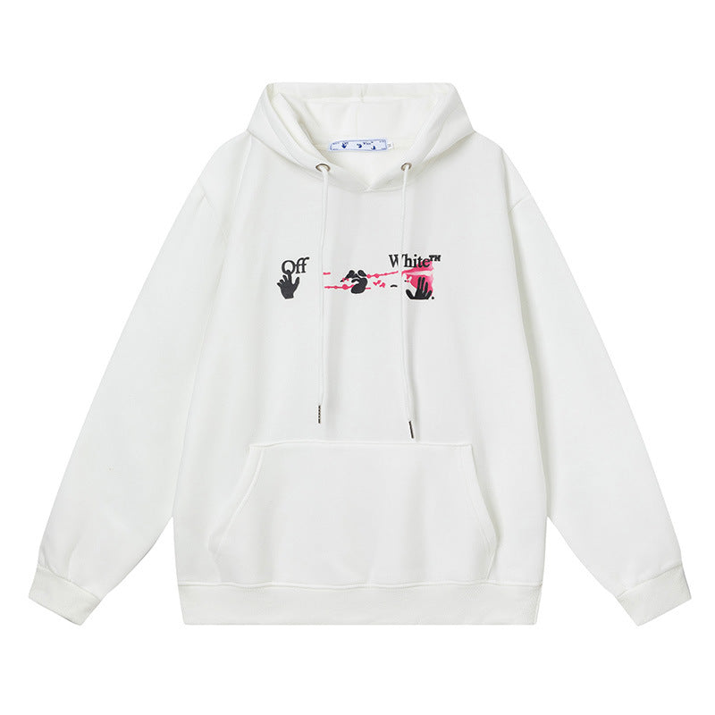 Off White hoodieOW 3D stereo pink arrow pattern hooded fleece