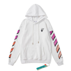 Off White hoodie pink orange gradual change arrow pattern hooded