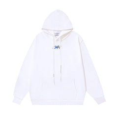 OW palm globe letter print pattern hooded sweatshirt