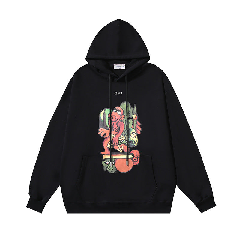 OW monster arrow pattern pullover hooded sweater