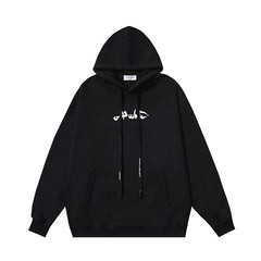 OW Hand-Painted Arrow Pattern Printed Hooded Sweatshirt