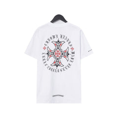 CHH Heart T Shirts Croix Cross Leather Printed Short Sleeve T-Shirt